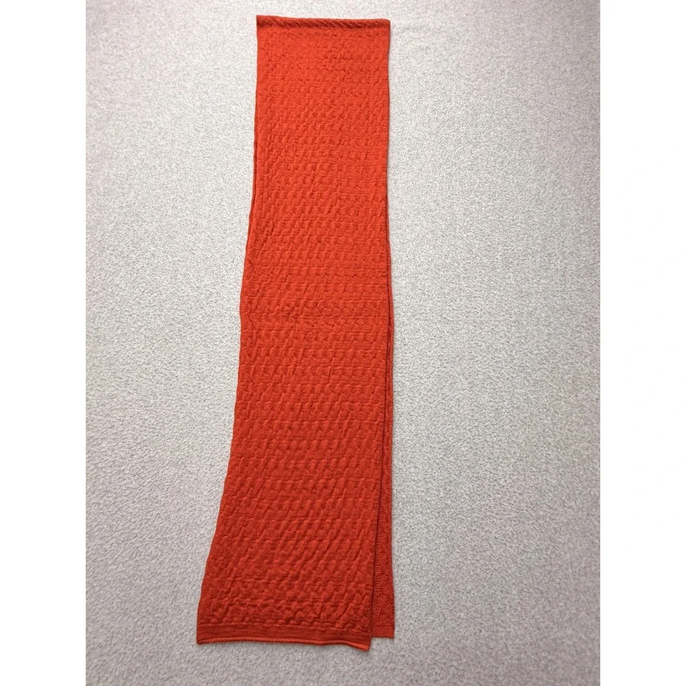 You Young Coveri Scarf Mens One Size Orange Cable Knit Made In Italy Wool Warm